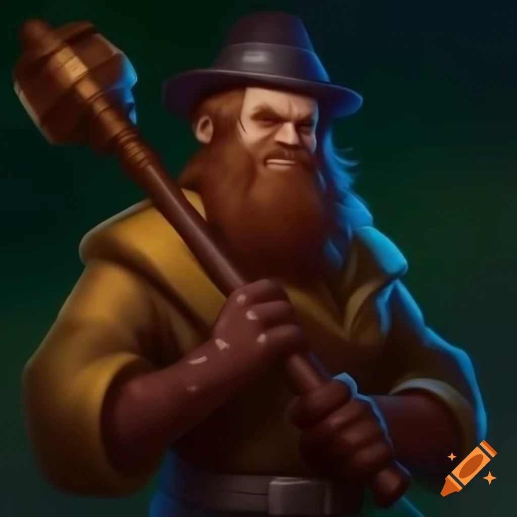 Digital painting of Chauncy, the Packleader of The Mace in Keyforge art style