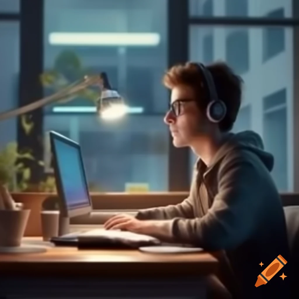 Estudiante trabajando en una computadora en una mesa