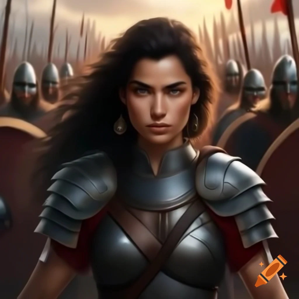 Female warrior in a battle setting