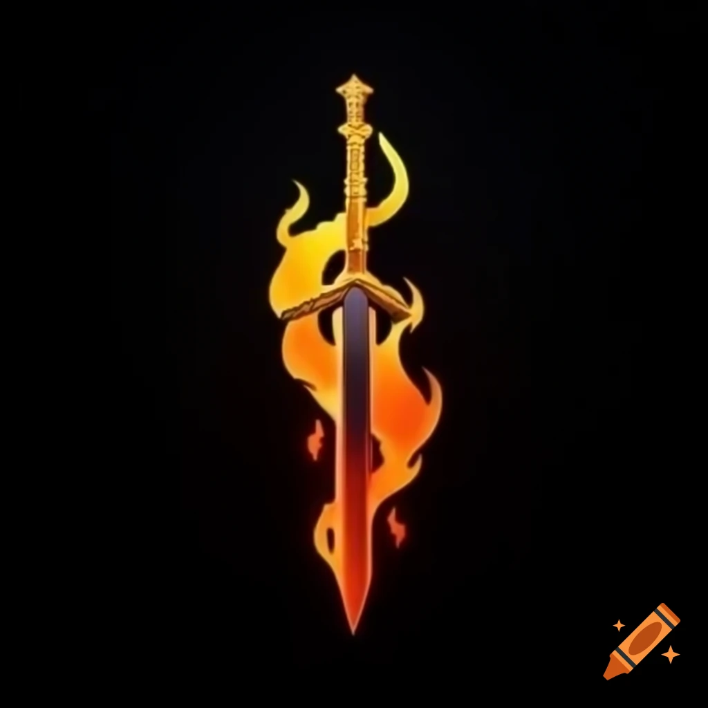Fantasy logo featuring an upward flaming sword