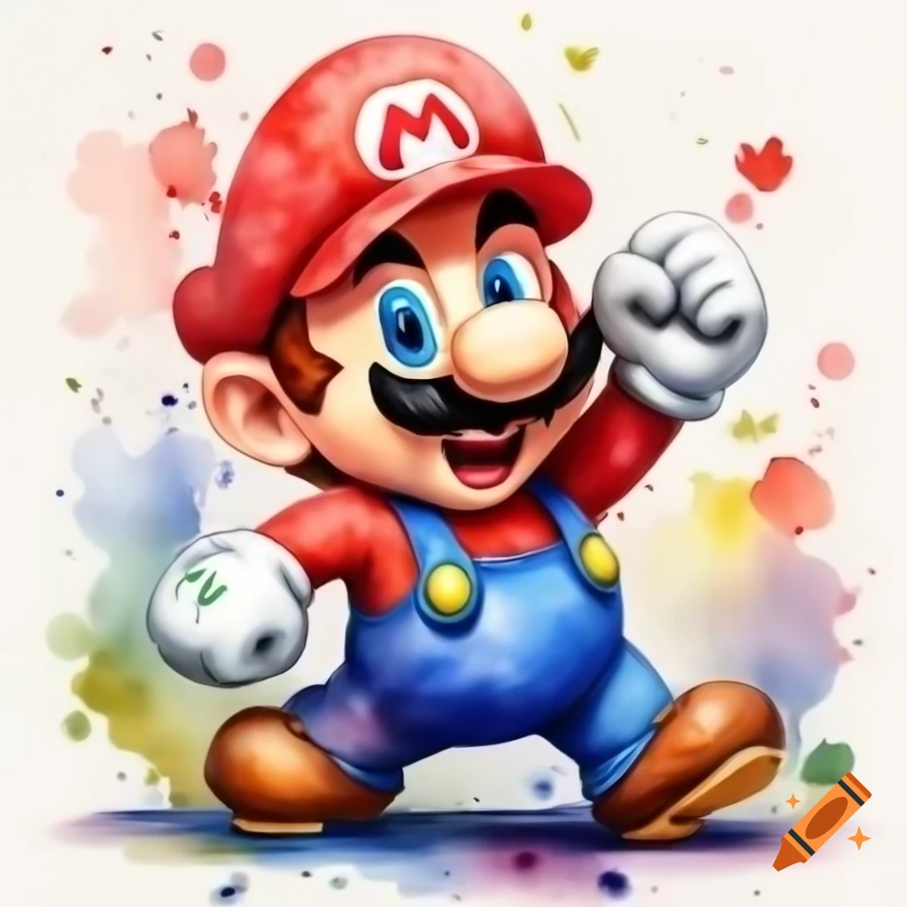 Watercolor representation of Mario Day celebration