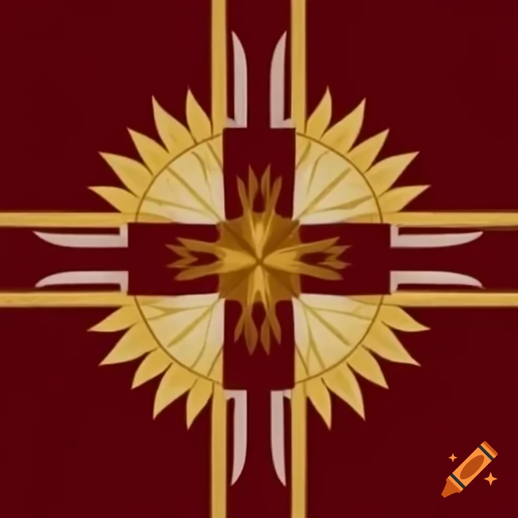 Florida flag design featuring cross of Burgundy with golden flower/sun logo