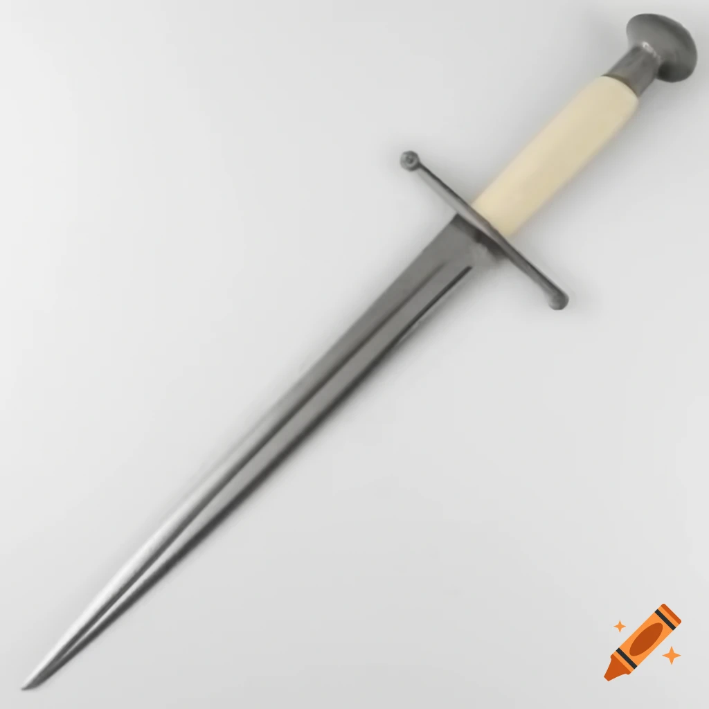 Renaissance bayonet thin blade for a musket on white background