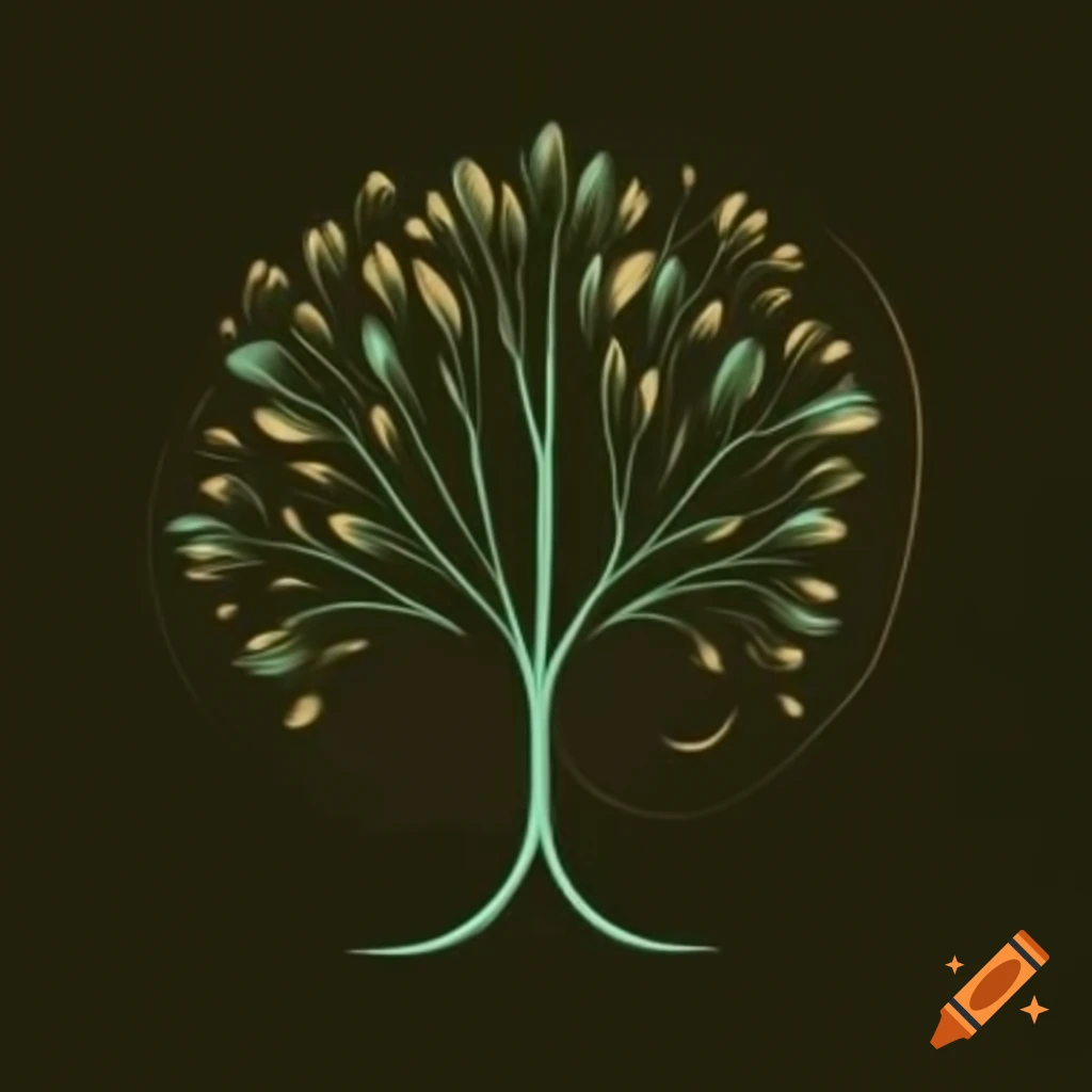 Abstract geometric representation of tree or leaf in earth tones