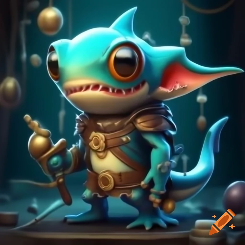 Kawaii steampunk goblin shark design