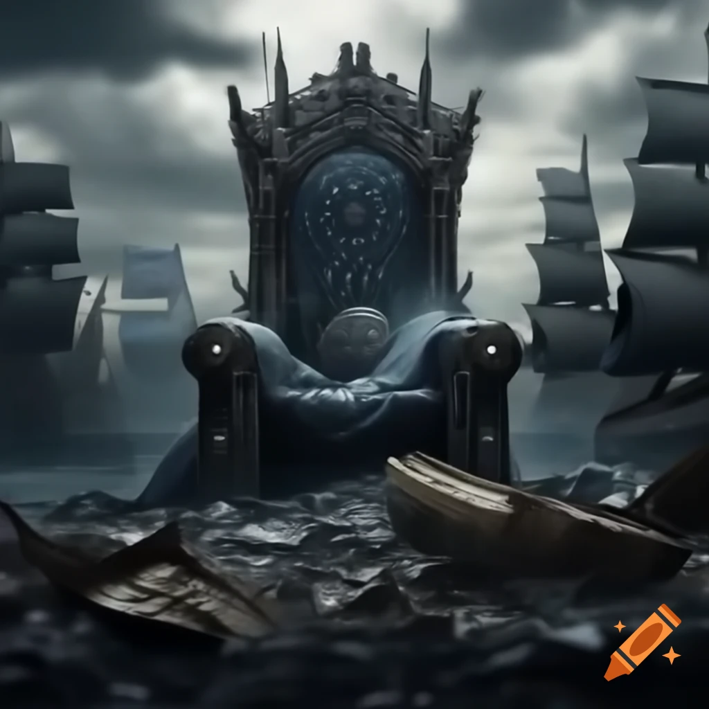 Gigantic throne created from broken ships and pirate items