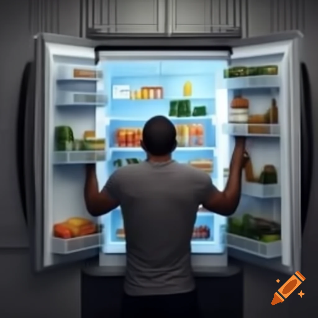 Man entering a cold food refrigeration room from behind