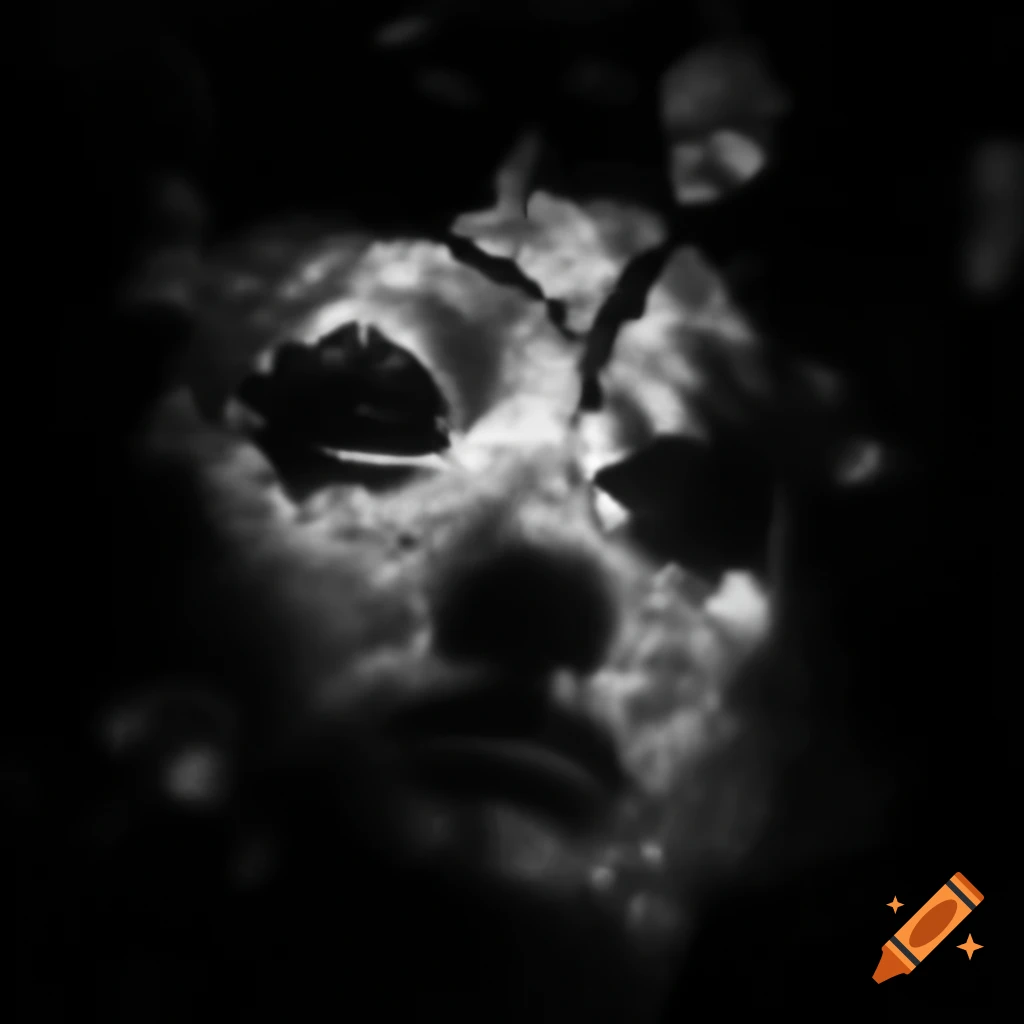 Abstract black and white photo depicting organic life and emotive reptilian creature