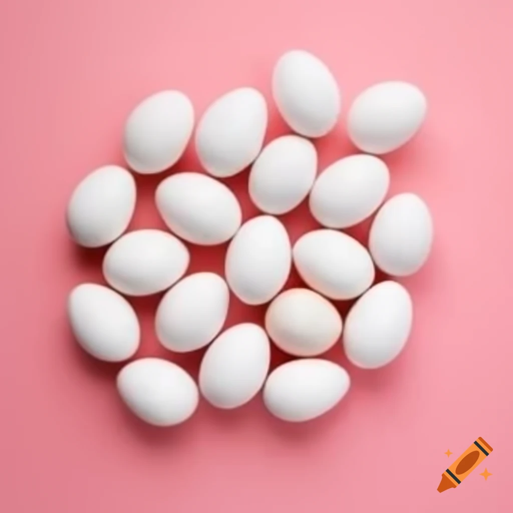 White eggs on rose-colored background