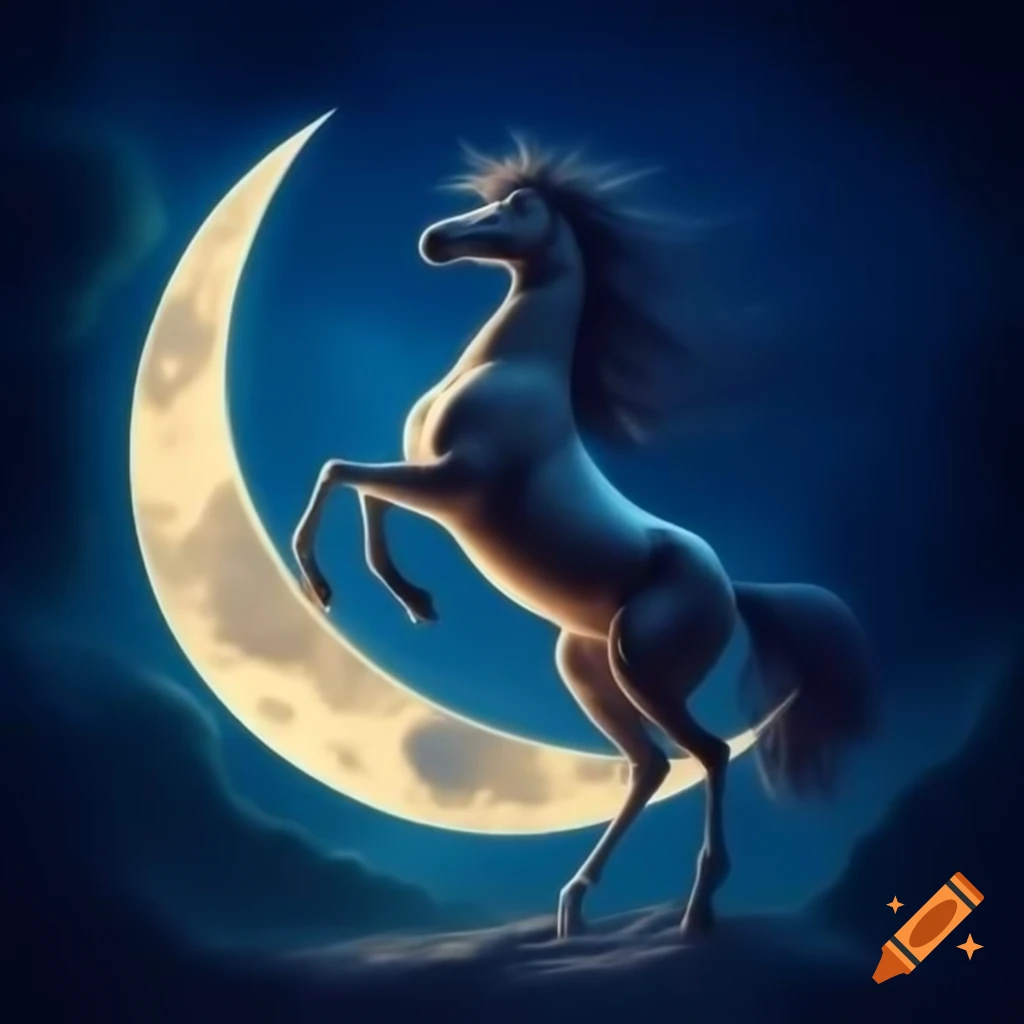 Horse silhouette against the moon