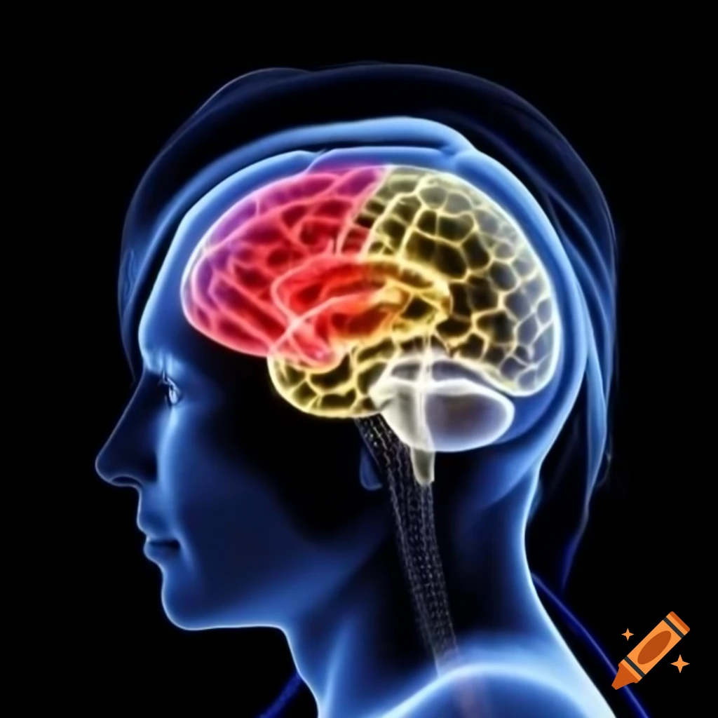 Brain with infarct illustration