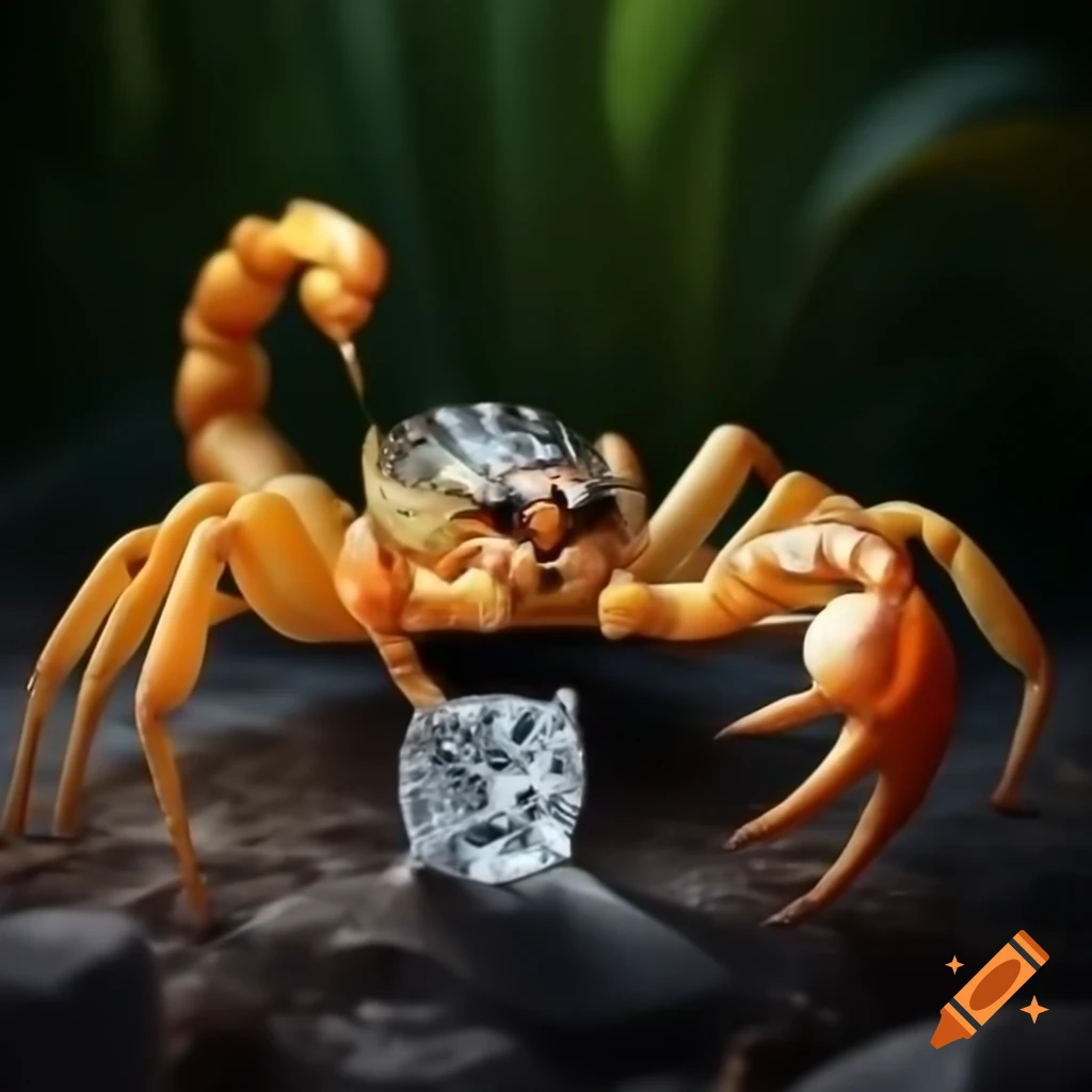 Poisonous giant scorpion holding a diamond ring