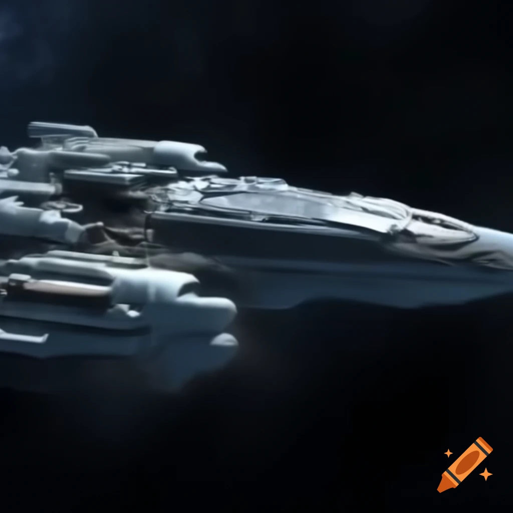 Futuristic space battleship side profile
