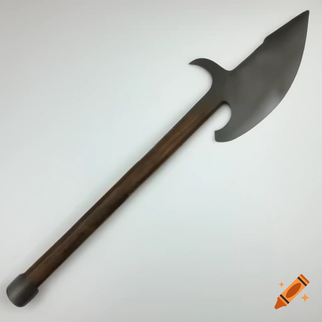 Medieval billhook with big blade and spikes on white background