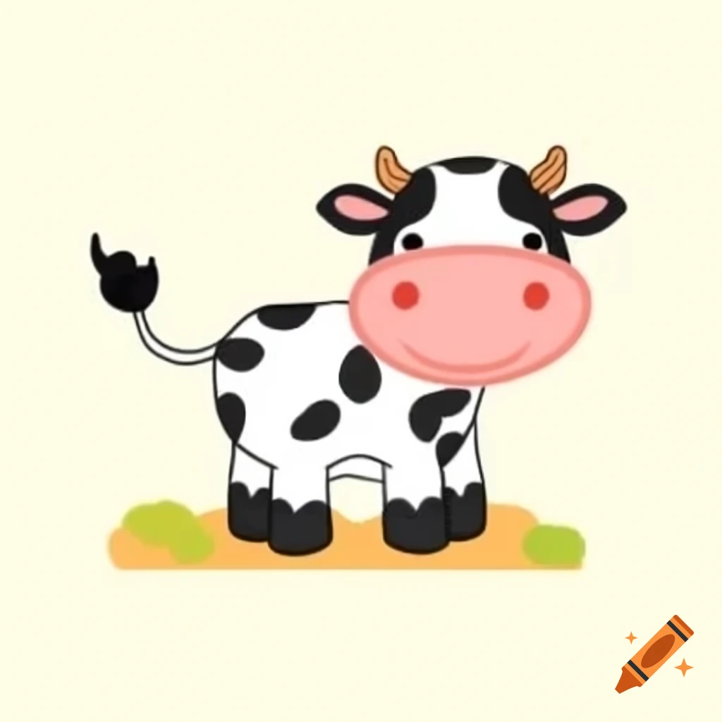 Cute cow illustrated in flat art style