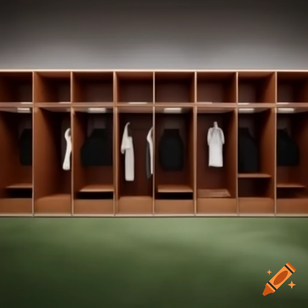 Sports locker room featuring open stalls