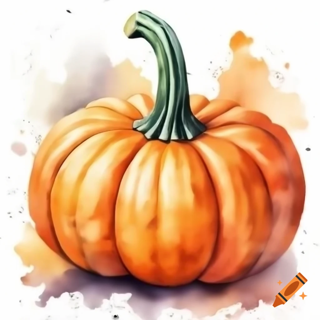 Watercolor painting of a pumpkin on craiyon