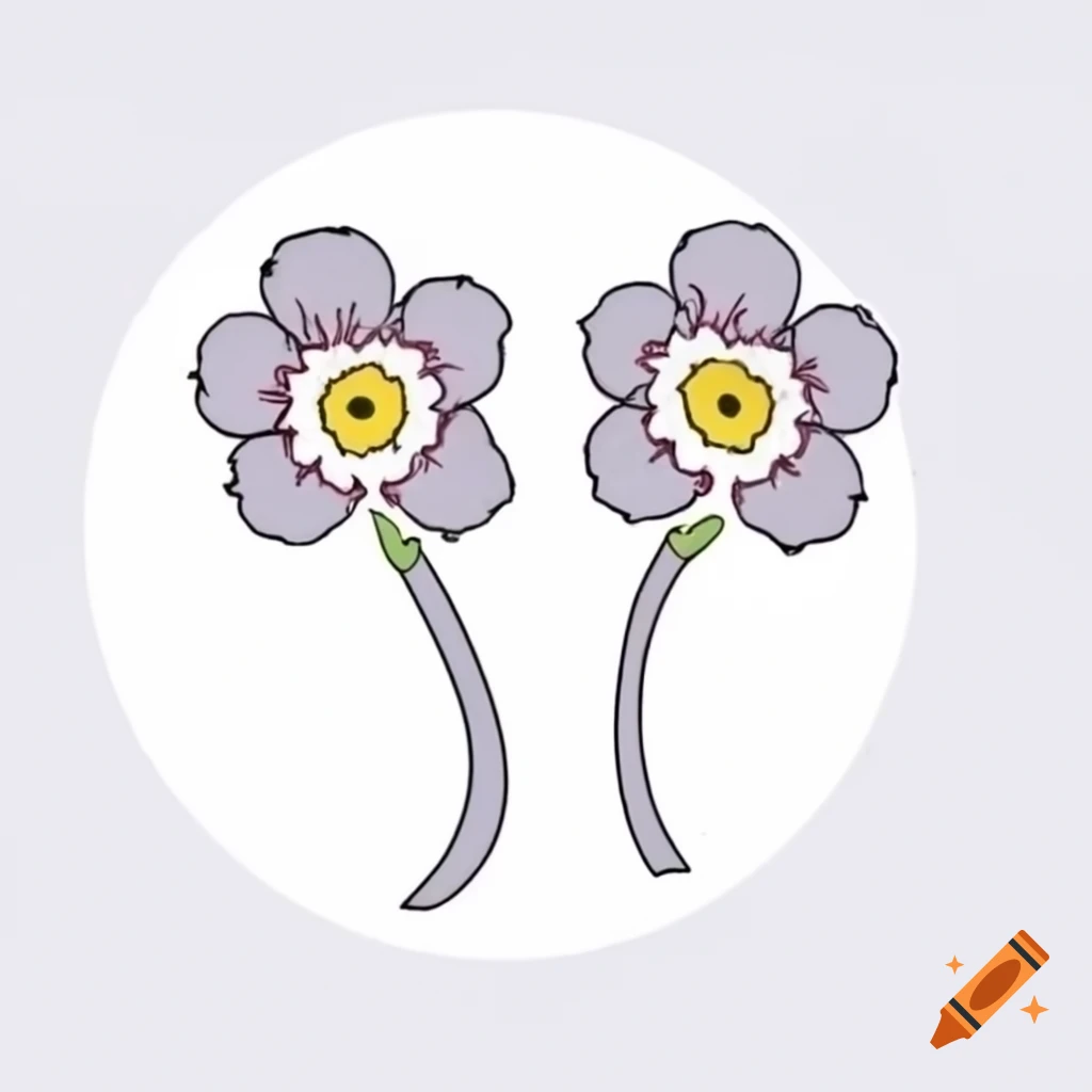 Stylized Primula veris flowers with grey petals in circular pattern