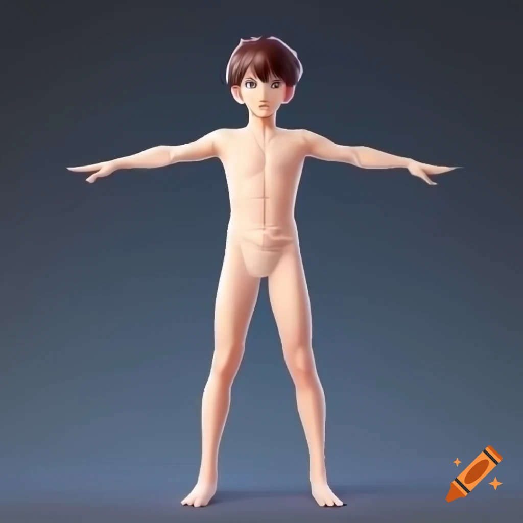 Anime boy full body t-pose modeling reference
