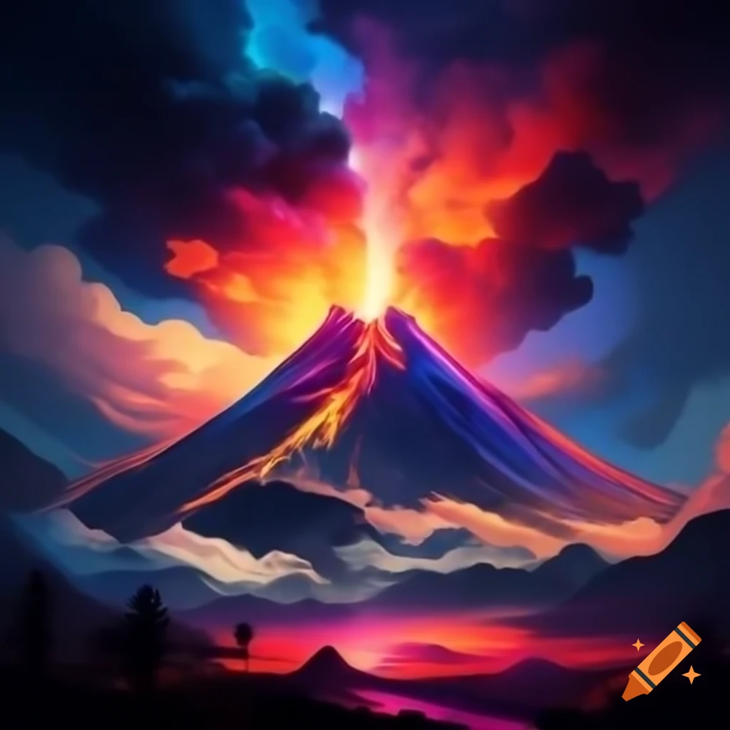 Vibrant colored volcano landscape