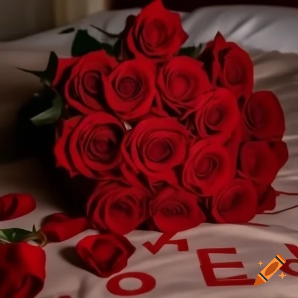 Dozen crimson roses arranged with the letter S, symbolizing romance
