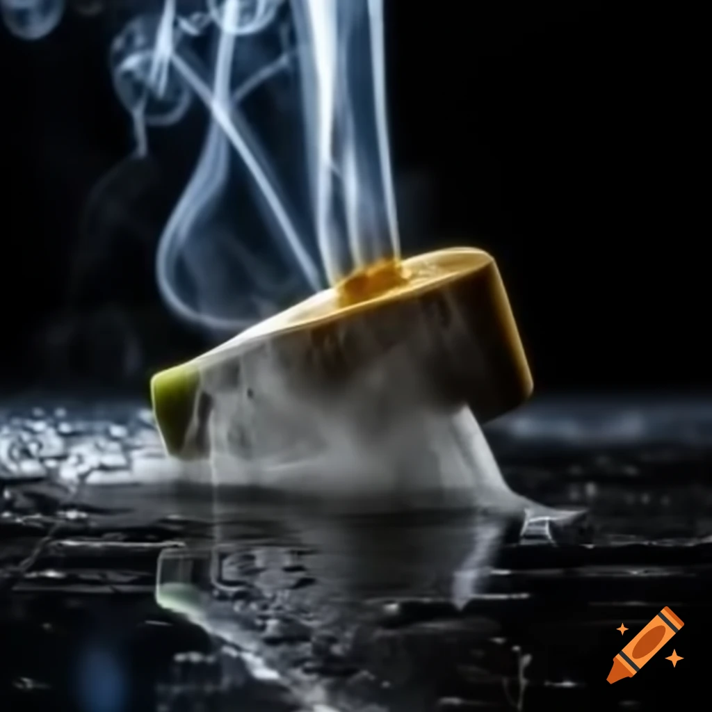 Newly sharpened axe releasing steam in frigid air