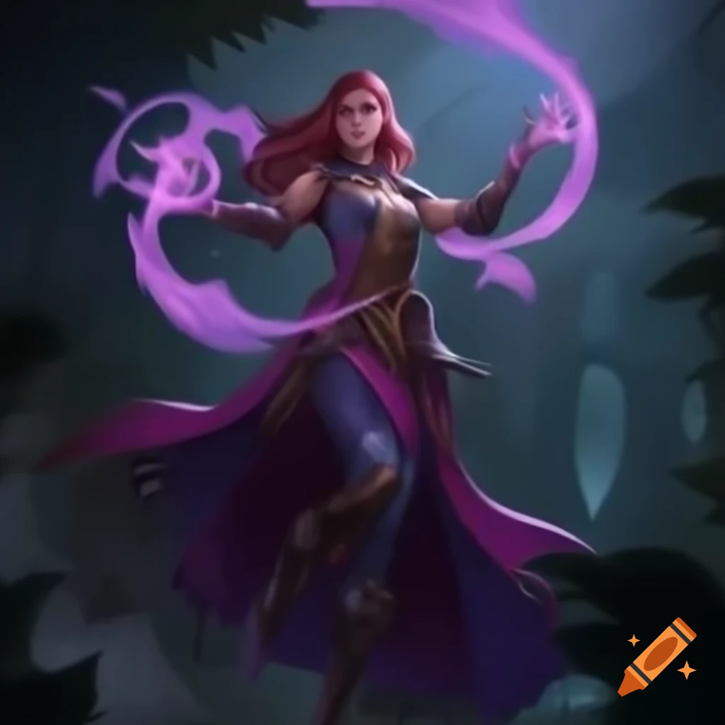 Powerful sorceress casting spell with glowing arcane symbols