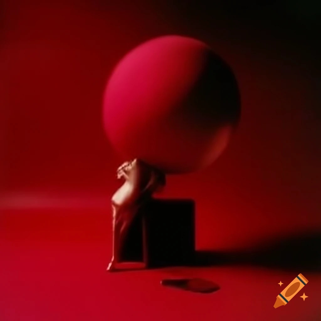 Pop surreal photography featuring red glass statue