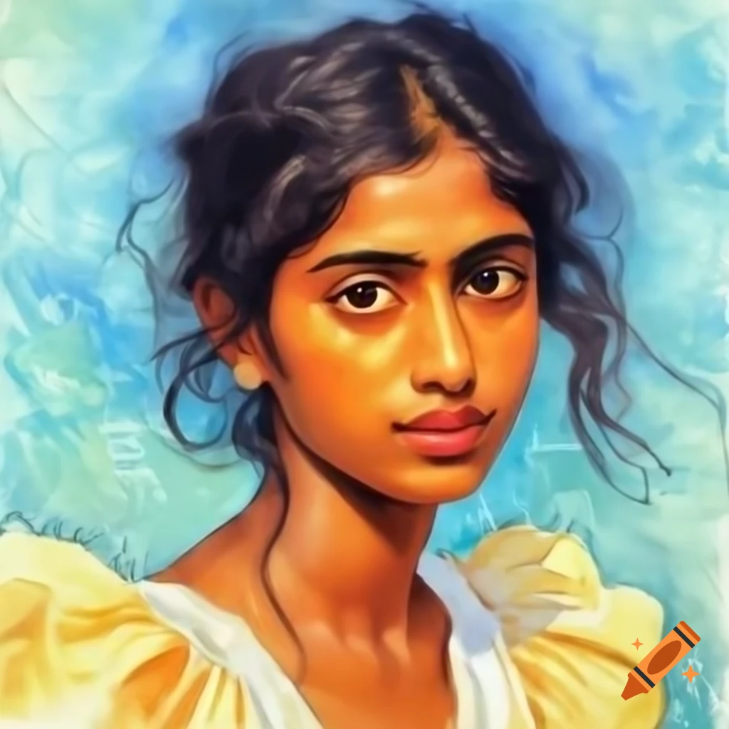 Portrait Of Young Bangladeshi Woman In Summer Dress Animated Style portrait-of-young-bangladeshi-woman-in-summer-dress-animated-style