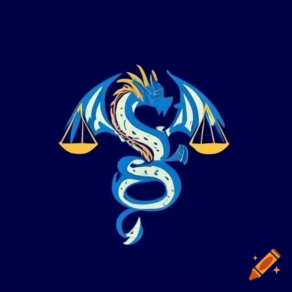 Stylish Tokyo dragon graphic holding Libra scales