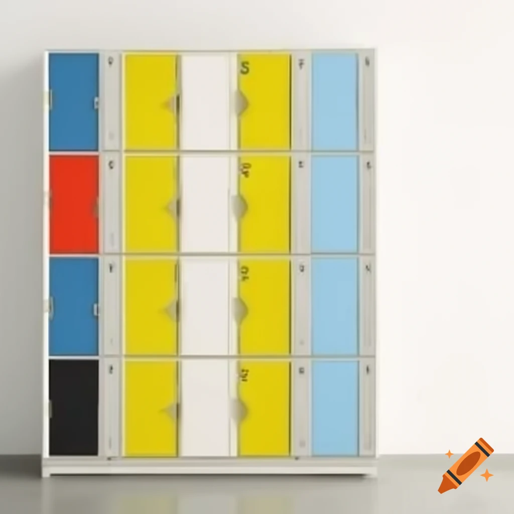 Stacked changing room lockers with five individual MDF doors