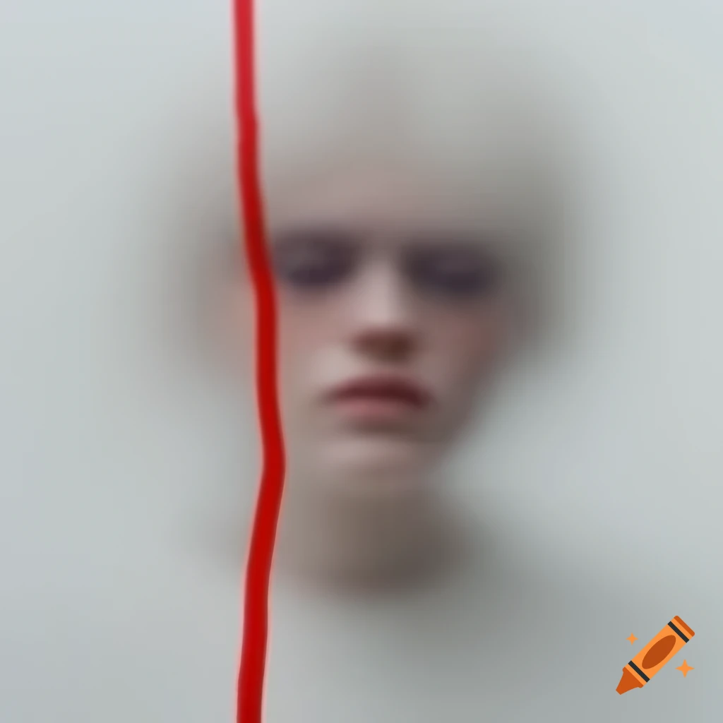 Abstract expressionistic fuzzy light red line on white background