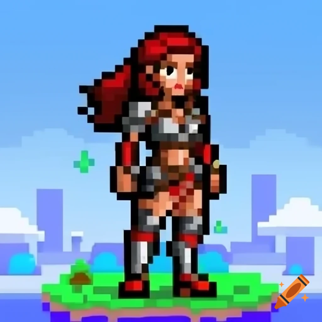 16 bit pixel art of a female warrior from a video game