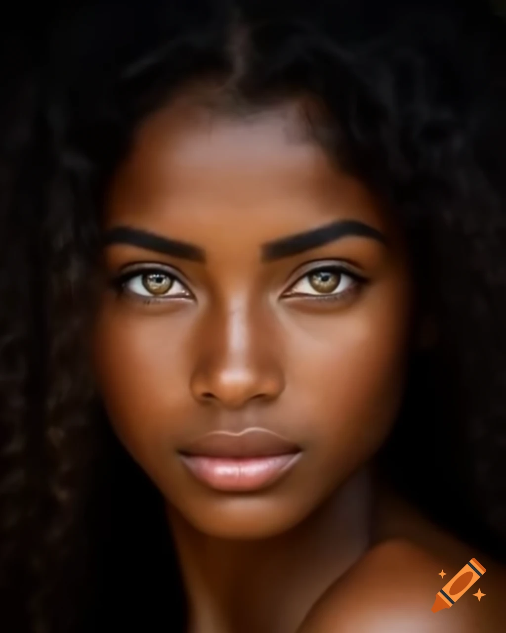 Curvy black woman with caramel brown skin and honey blonde braids in a