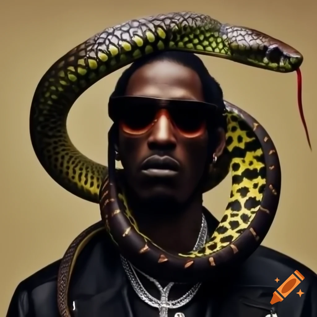 Snakes illustrated in the style of Young Thug YSL movement