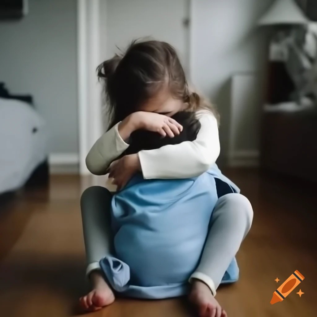 Little sister playfully carrying big brother in pajamas indoors