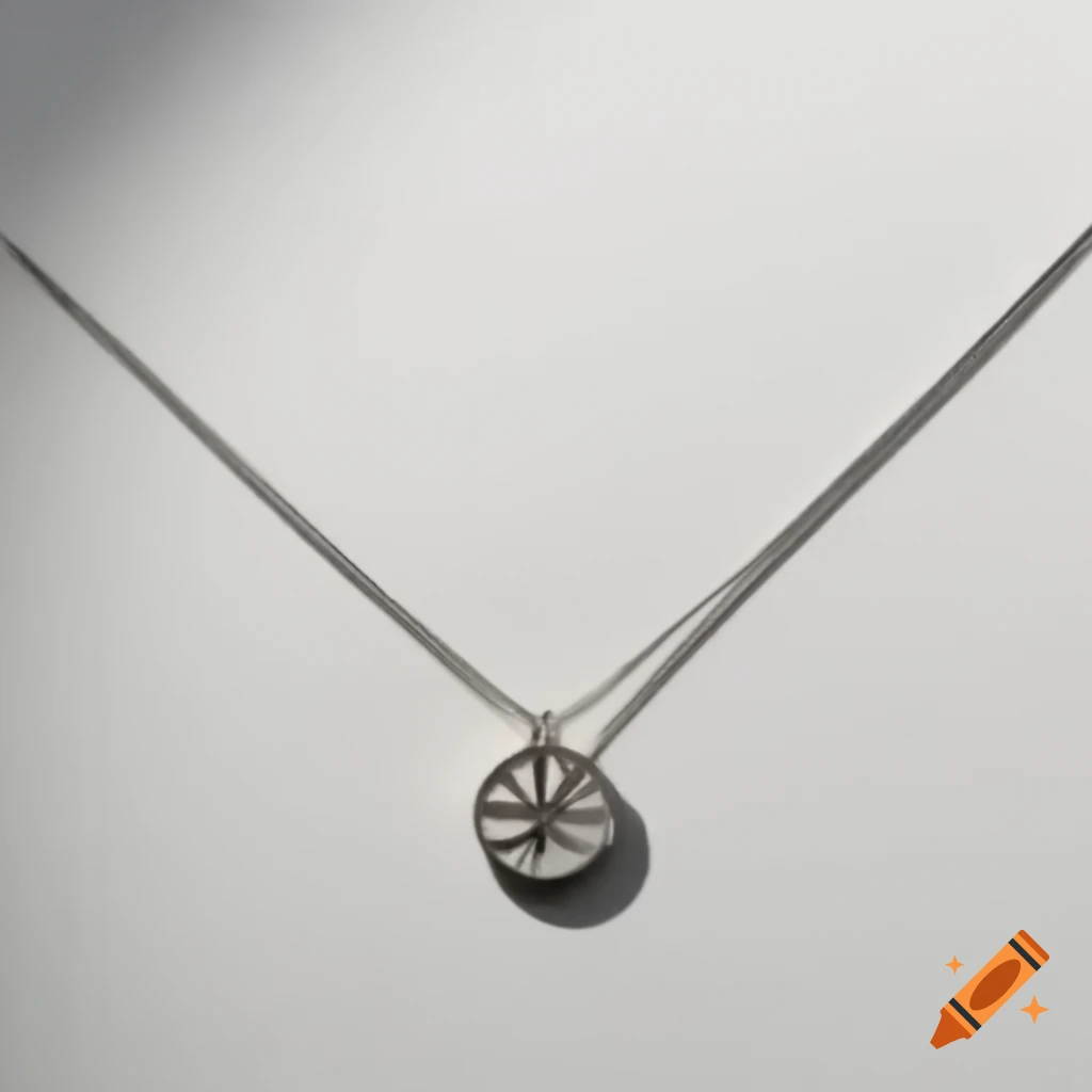 Minimalist platinum necklace with diamond pendant on white background