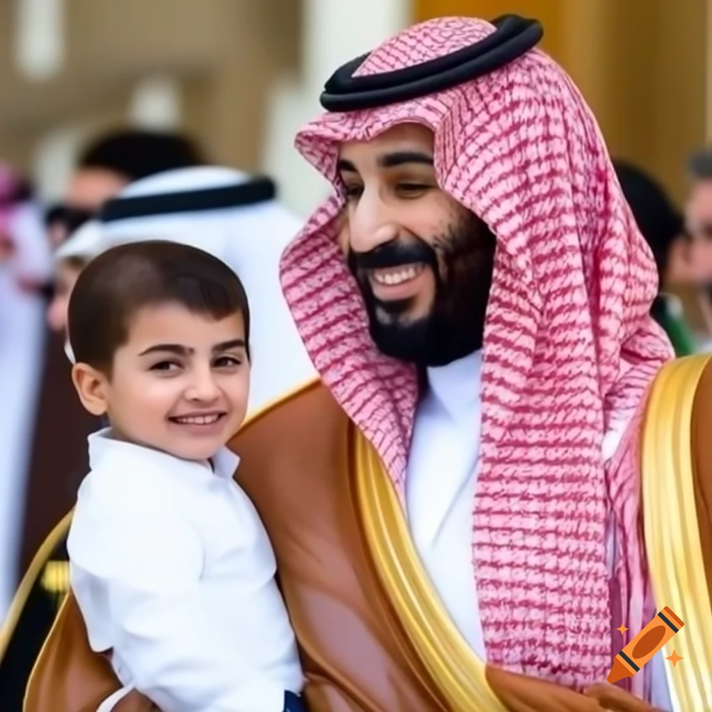 Celebration of Saudi Arabia National Day with boy and Crown Prince Mohammed bin Salman