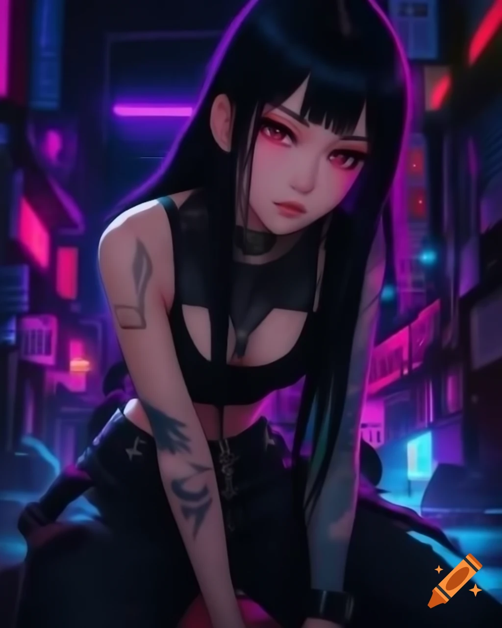 Punk-inspired young woman in dystopic fashion, showcasing edgy style