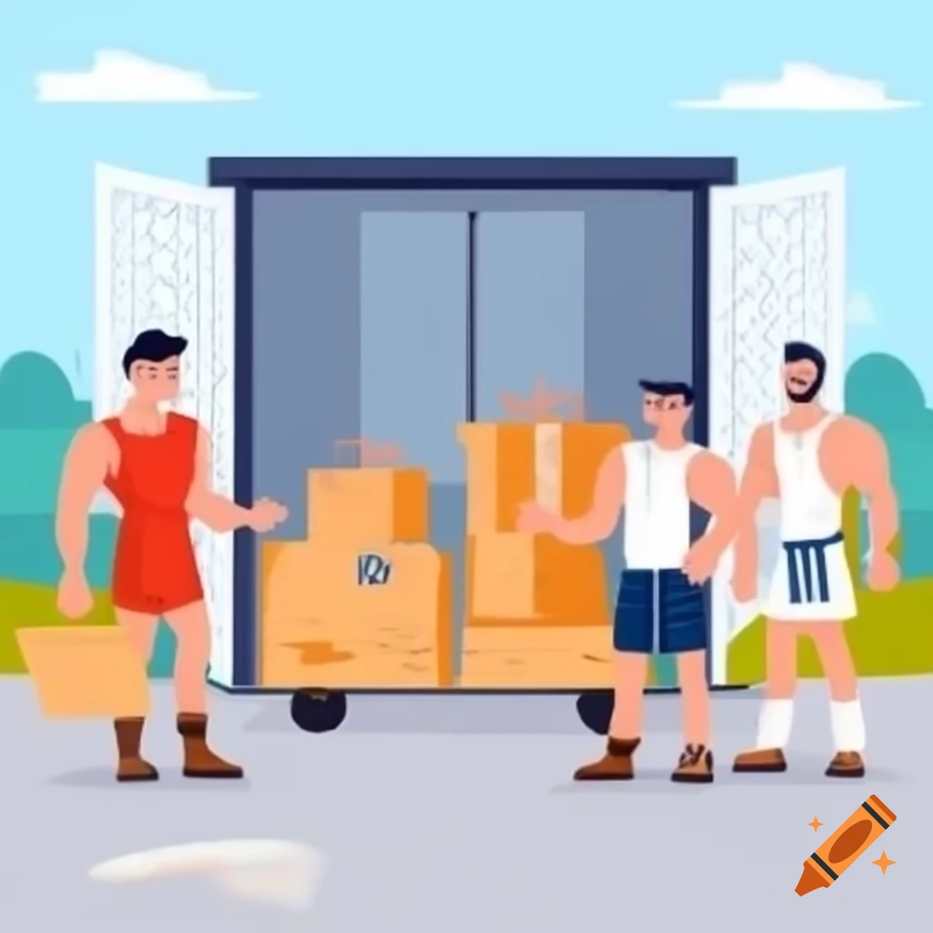 Hercules unloading boxes from modern truck, showcasing strength
