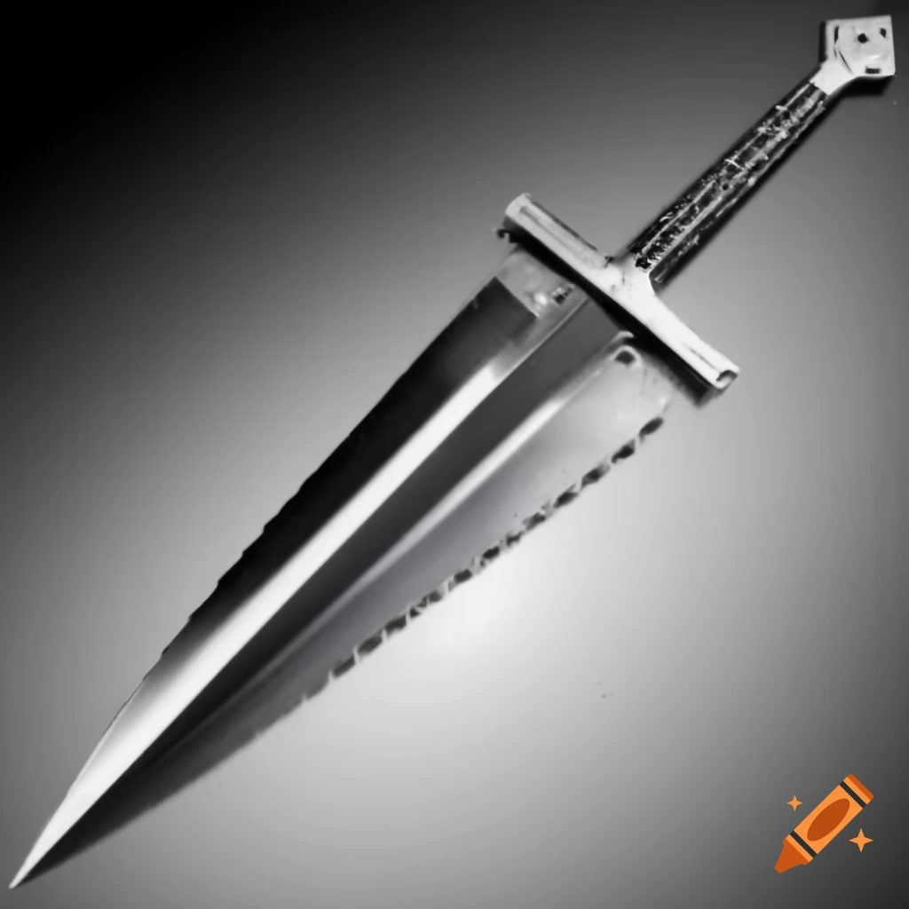 Medieval jagged bonesaw blade dagger on white background