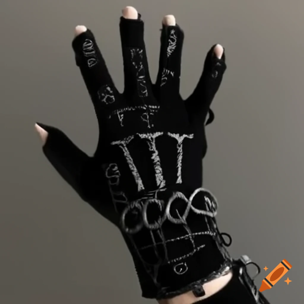 Urban punk goth glove with distinctive design
