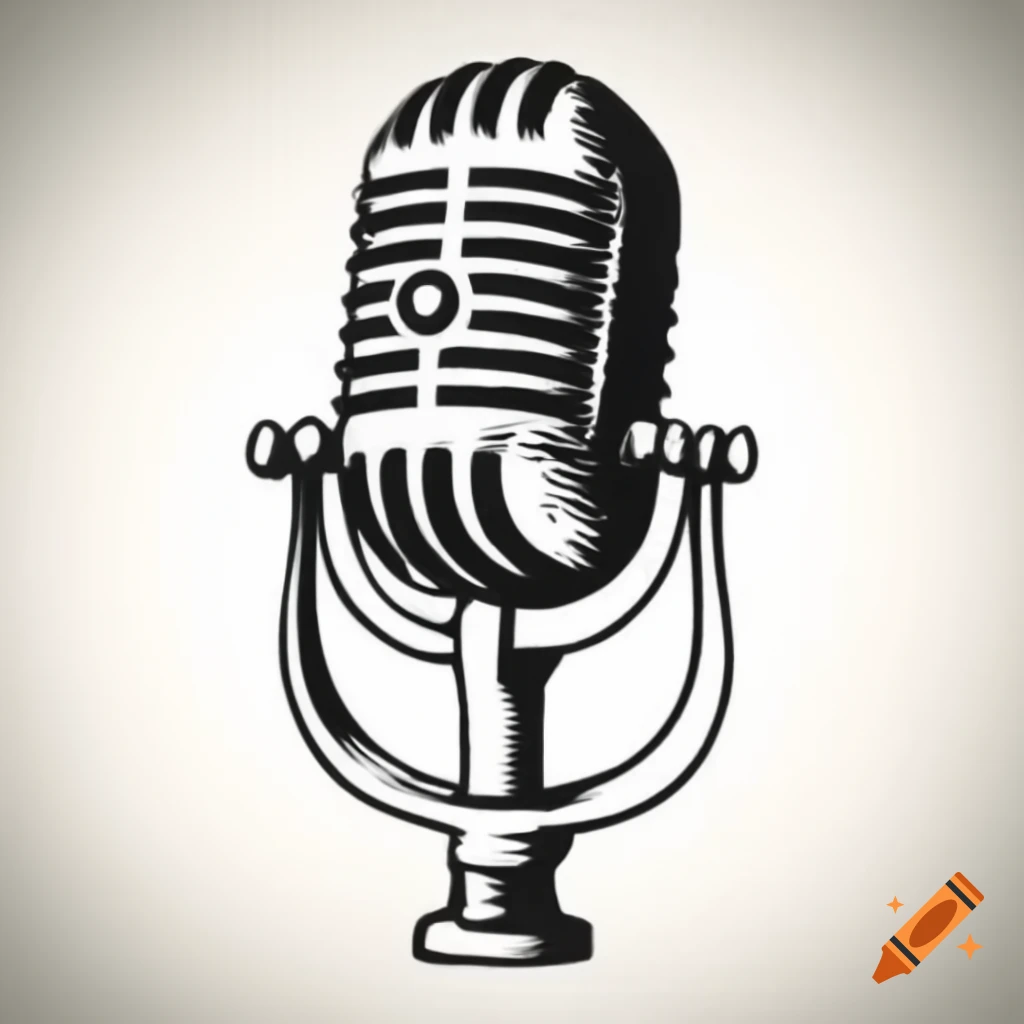 Japanese ink drawing of a medieval microphone icon