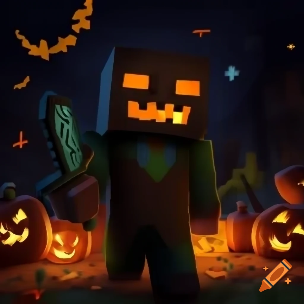 Halloween-themed Minecraft scene