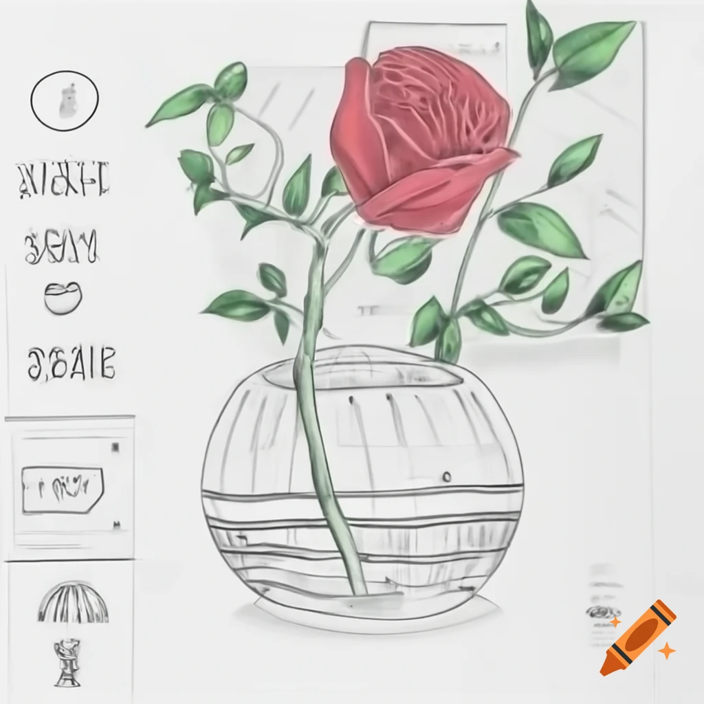 Broken vase with rose created using graphic design principles