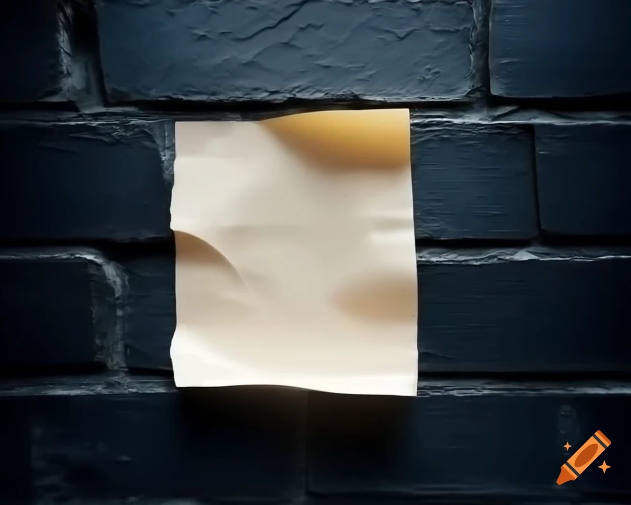 Pale paper placed against dark brick wall