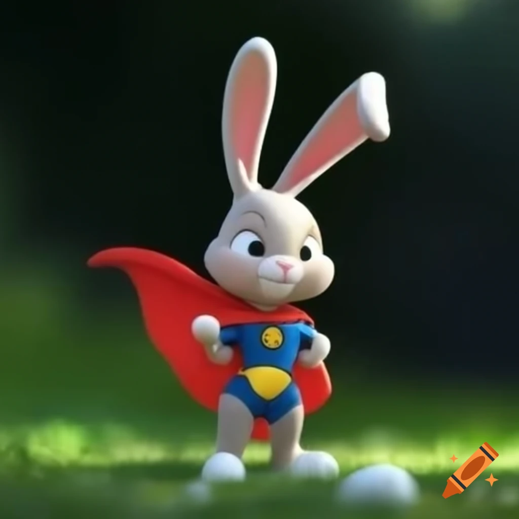 Children's superhero bunny character appealing to kids