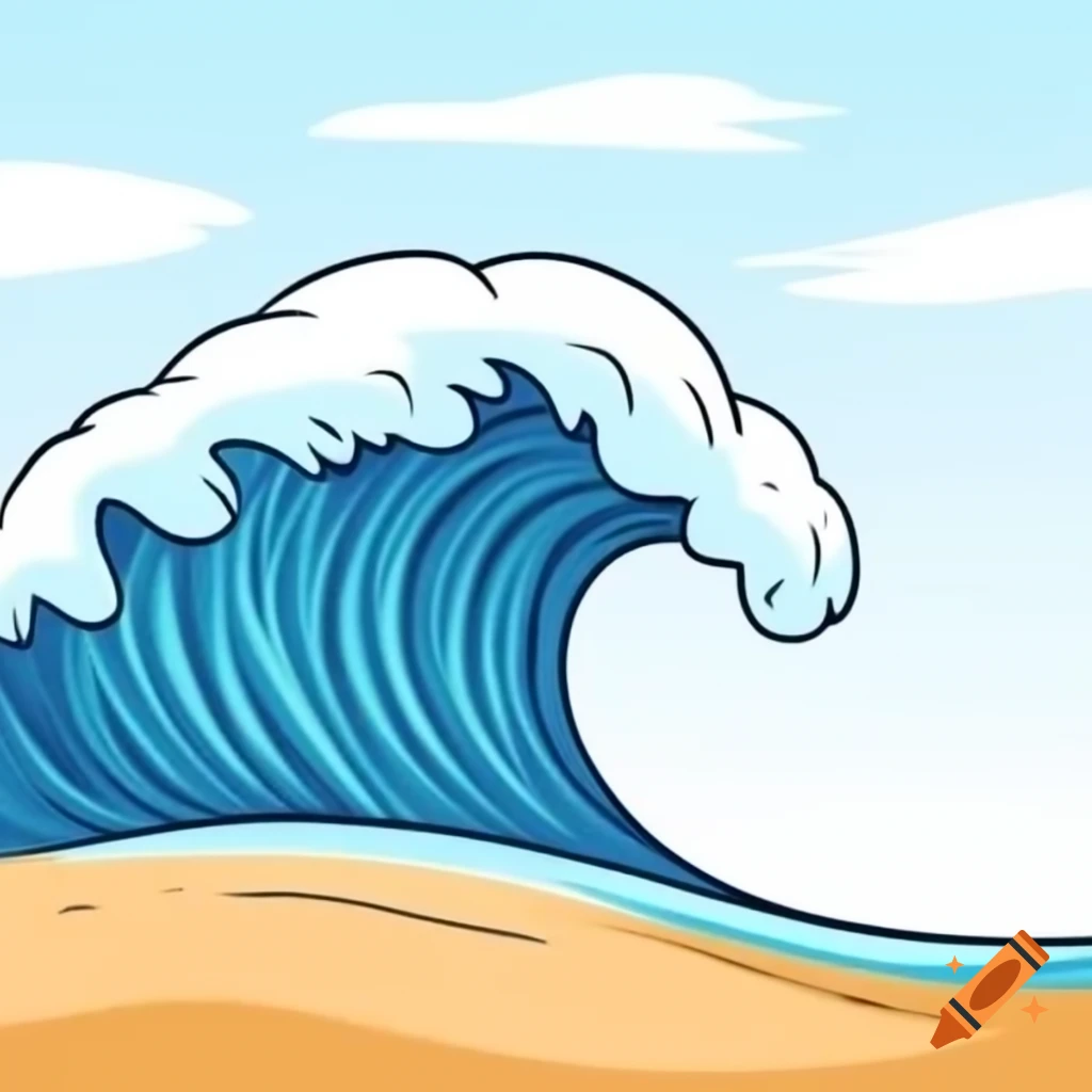 Rolling wave on a beach shore