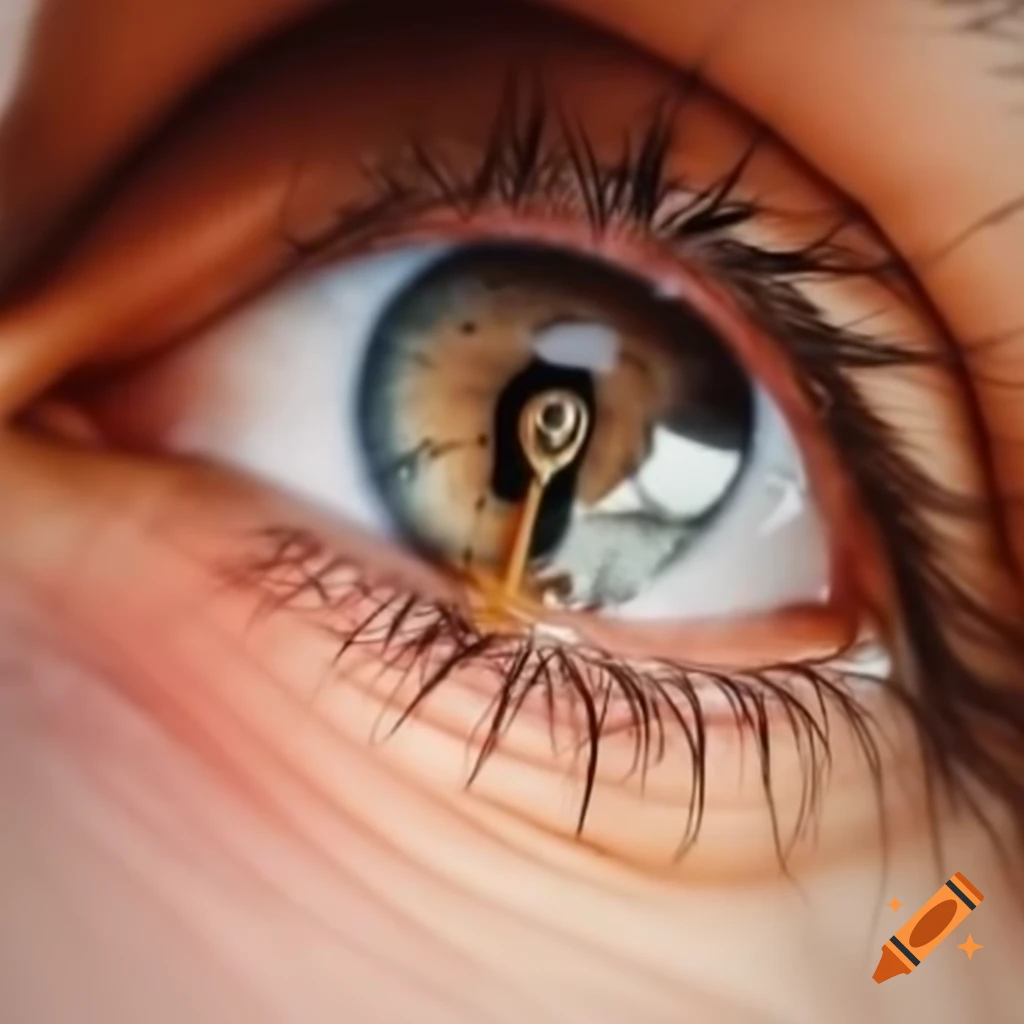 Human eye with metallic bead in sclera