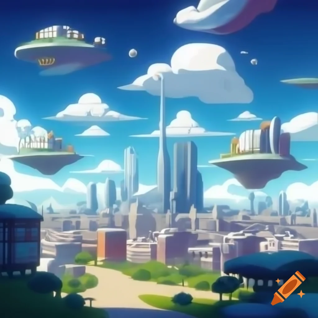 Concept of a floating city in the sky
